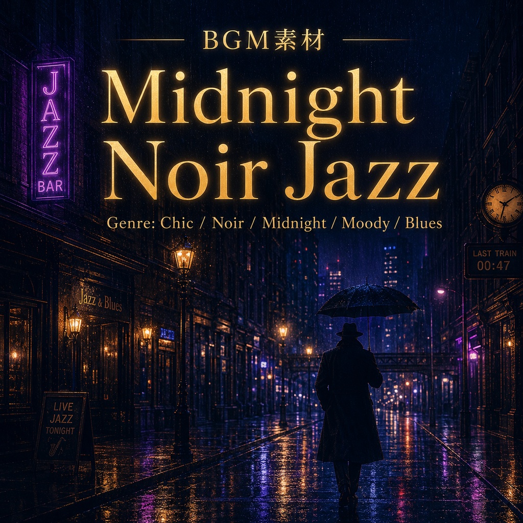 【配信・動画用BGM】雨の夜のミッドナイト・ノワールジャズ|商用利用可