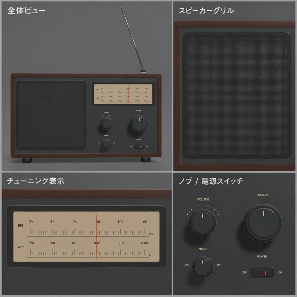 【VRChat PC World対応 / 3Dモデル】ヴィンテージ木製ラジオ|UnityPackage・BLEND・GLB