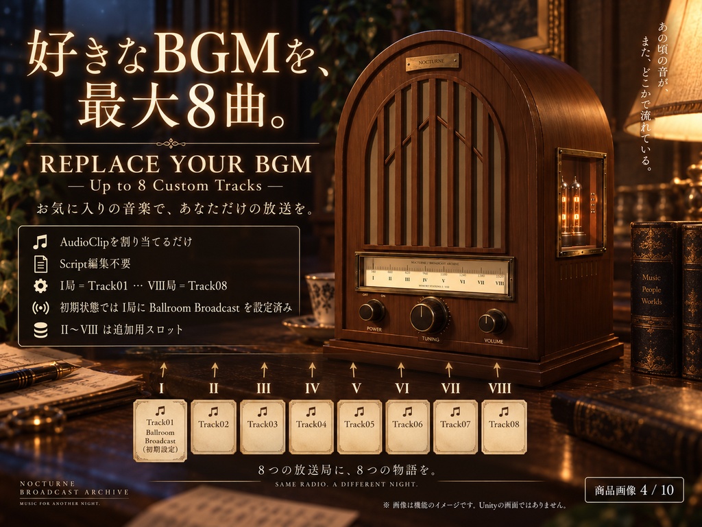 【VRChat PC World対応】アンティーク真空管ラジオ|Midnight Broadcast【最大8曲・BGM差し替え/Static・Music Player】