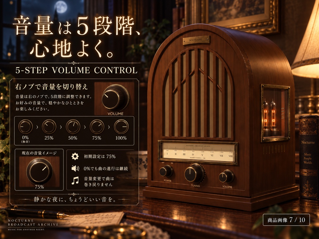 【VRChat PC World対応】アンティーク真空管ラジオ|Midnight Broadcast【最大8曲・BGM差し替え/Static・Music Player】