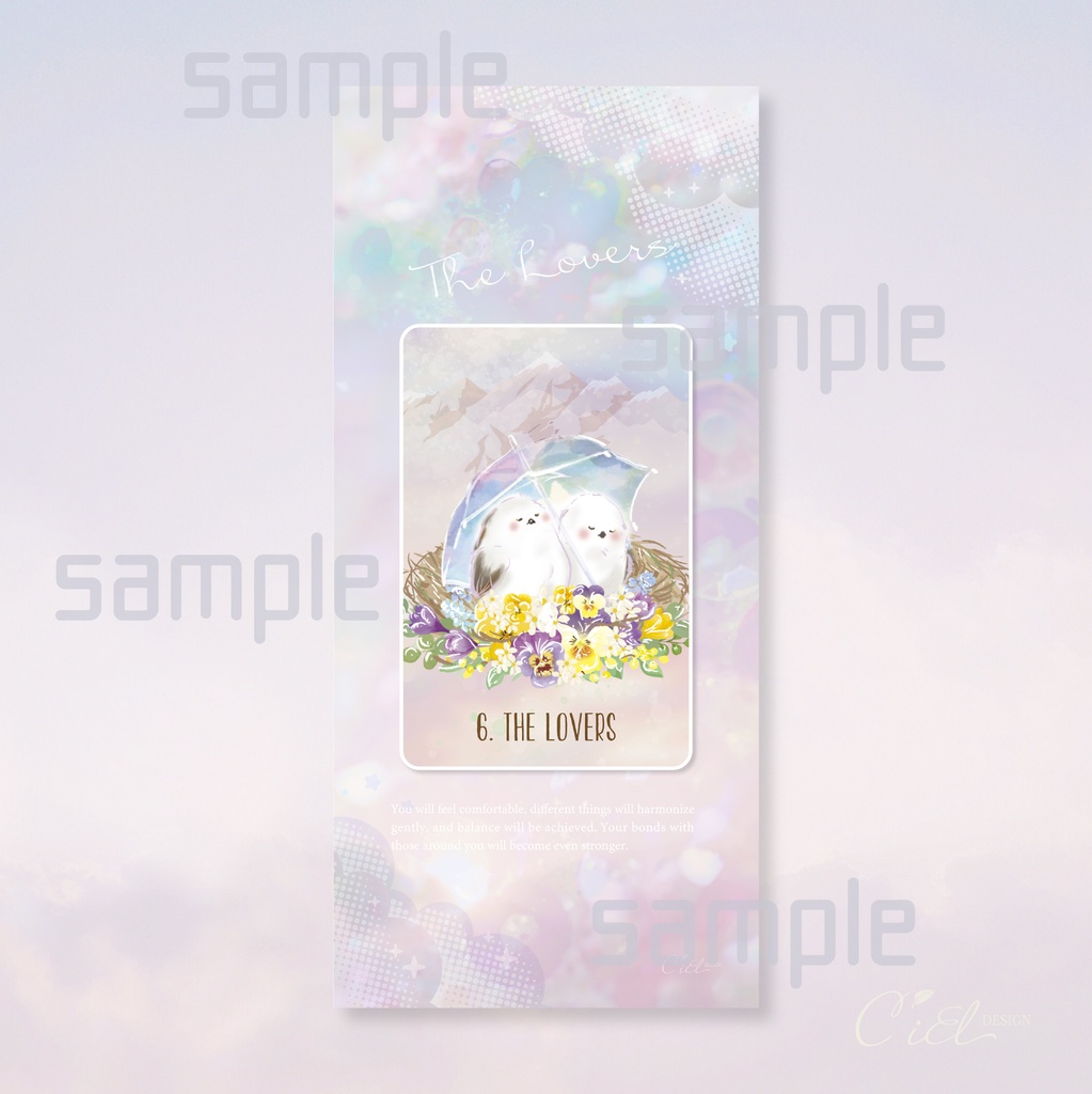 〈スマホ待受・壁紙〉 シマエナガタロットカード 「THE LOVERS」