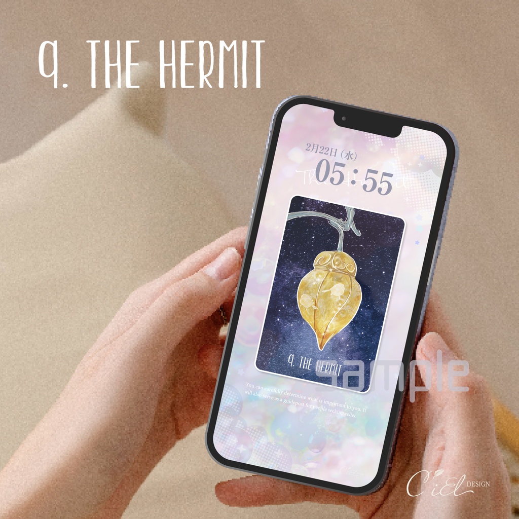 〈スマホ待受・壁紙〉 シマエナガタロットカード 「THE HERMIT」