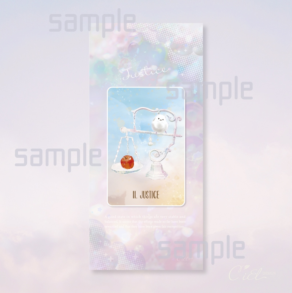 〈スマホ待受・壁紙〉 シマエナガタロットカード 「JUSTICE」