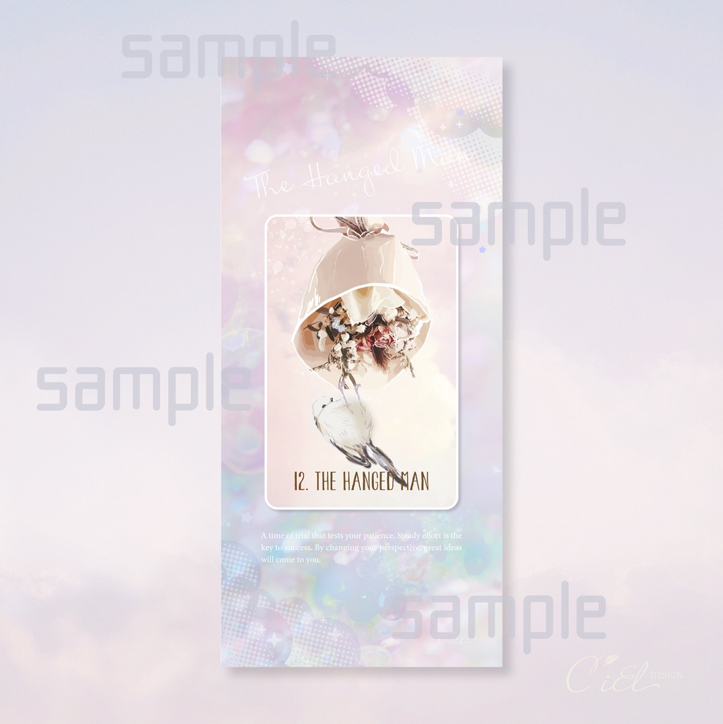 〈スマホ待受・壁紙〉 シマエナガタロットカード 「THE HANGED MAN」