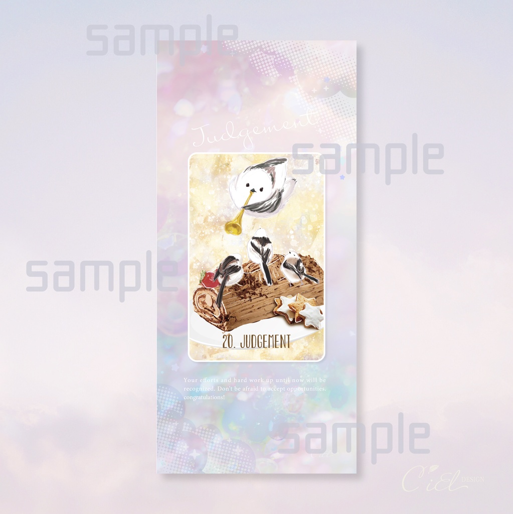 〈スマホ待受・壁紙〉 シマエナガタロットカード 「JUDGEMENT」