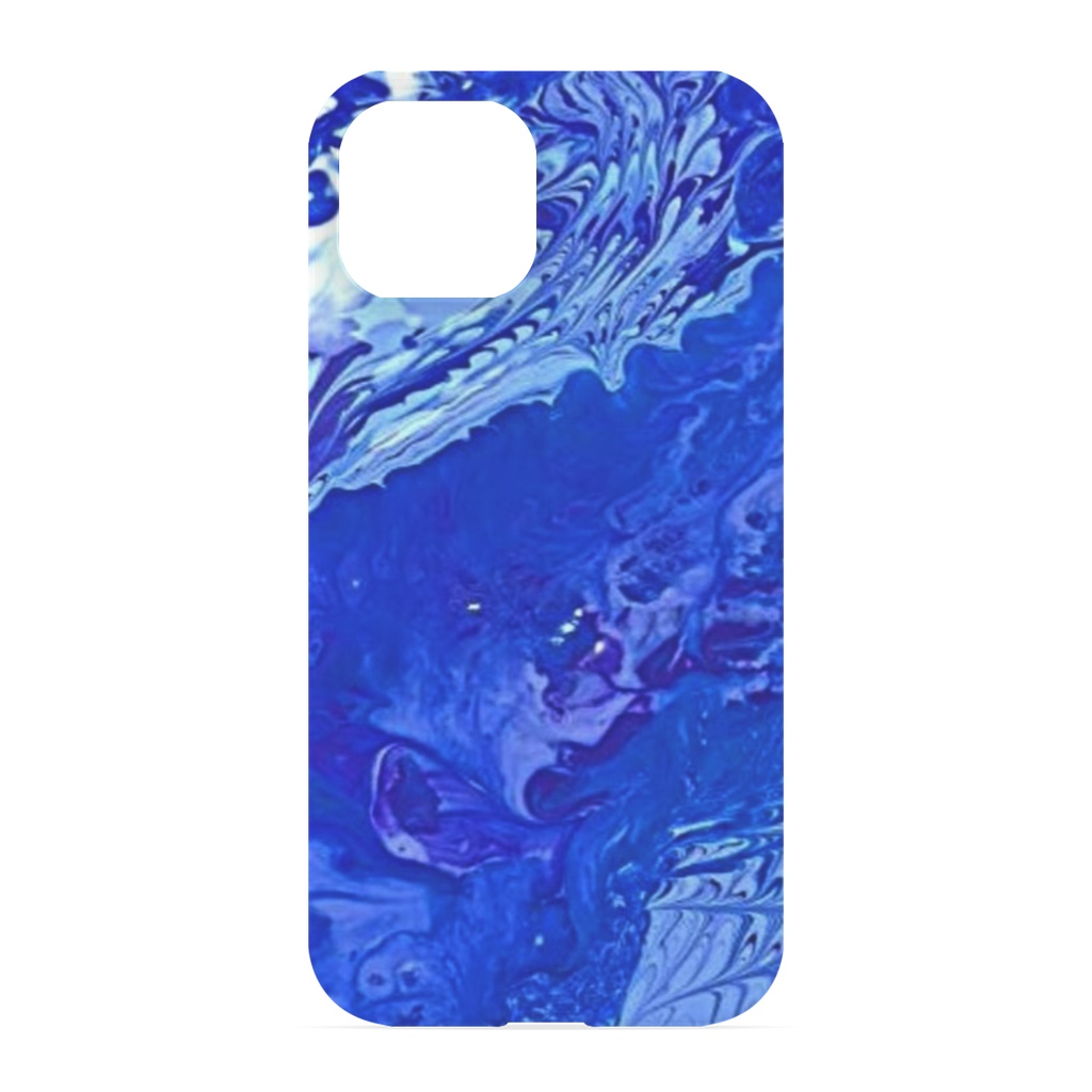 ディープオーシャン / iphone13 スマホケース / 海 水面 波 大理石風 ニュアンスブルーカラー