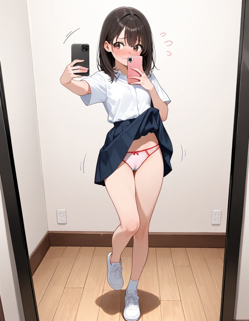 自撮りでパンツを見せてくれる女の子達