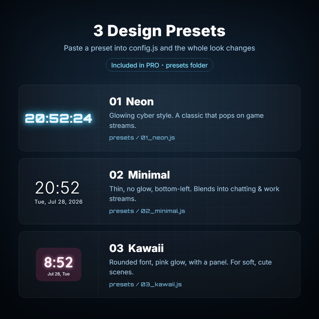 OBS透過デジタル時計 / Transparent Clock for OBS|配信ウィジェット【無料版あり】