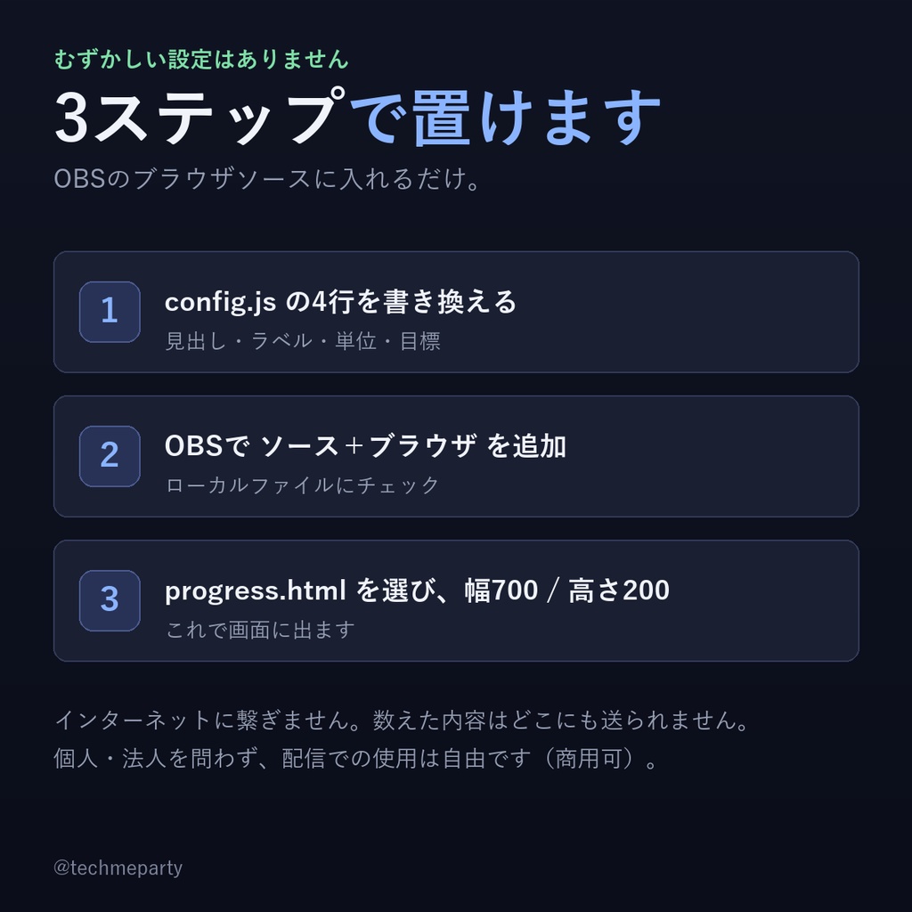 【OBS透過】作業進捗バー|原稿○/○ページを配信画面に・ボタン1つで増える・達成で色が変わる【商用可】