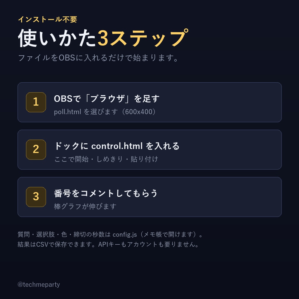【OBS透過】コメント投票 ウィジェット/リアルタイムアンケート|わんコメでも貼り付けでも・配信アンケート【商用可】