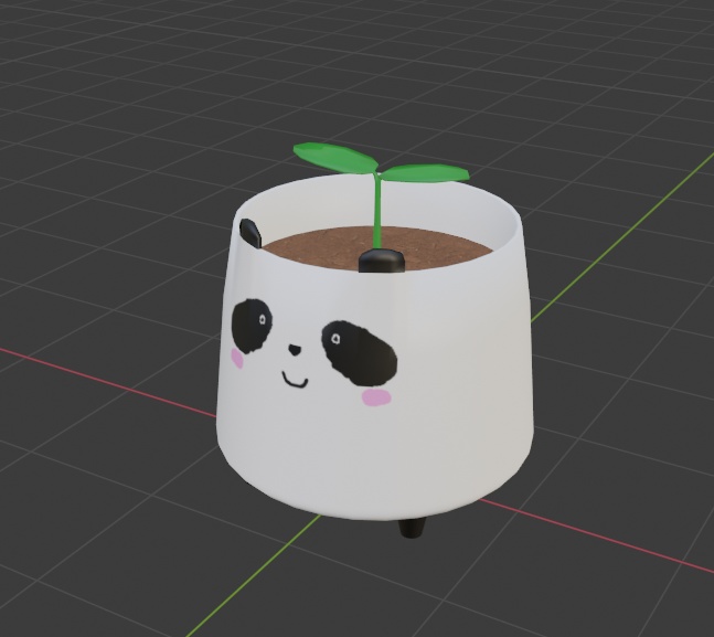 パンダの鉢植えと双葉（FBX）