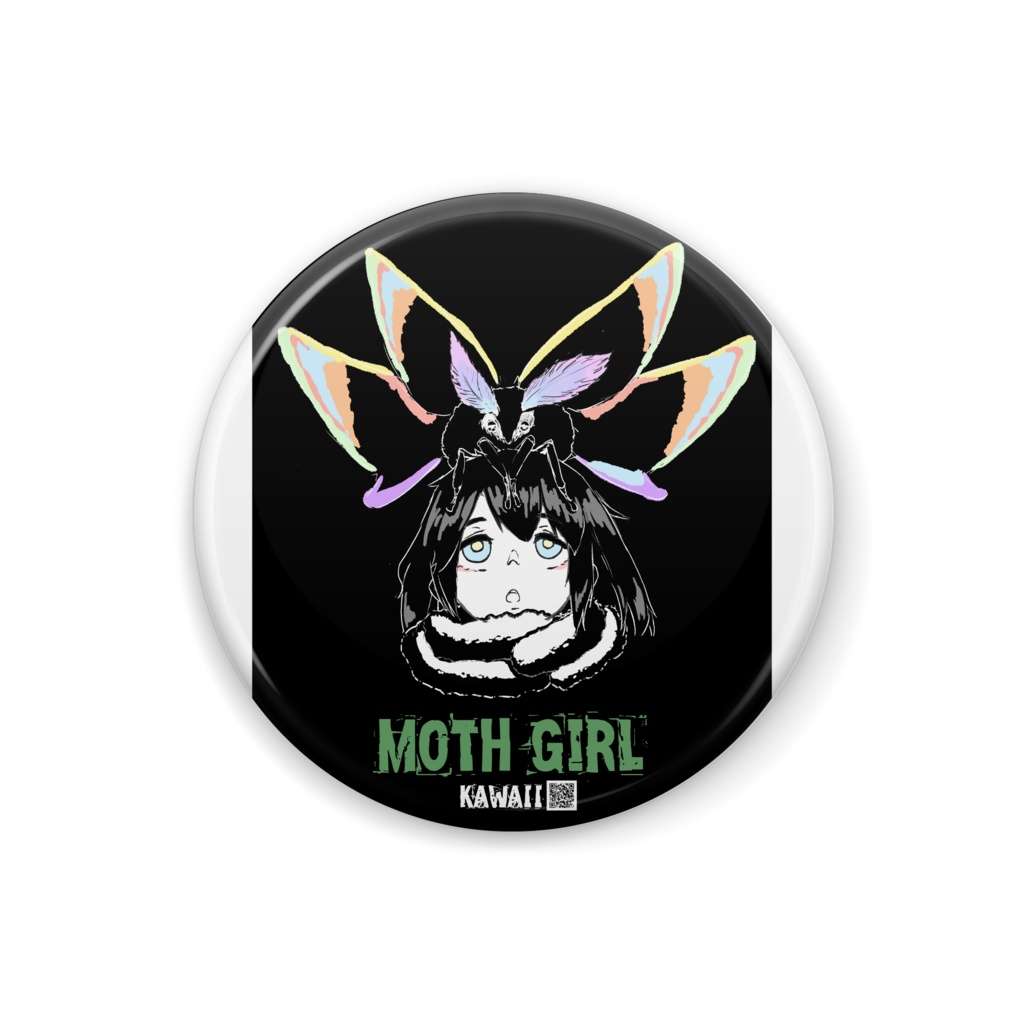 Mothgirl缶バッジ イラスト白黒ver とっつぁんの小店 Booth