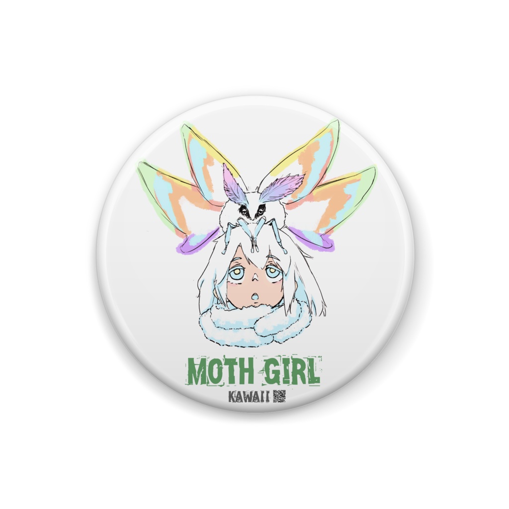 MothGirl缶バッジ_イラスト白Ver