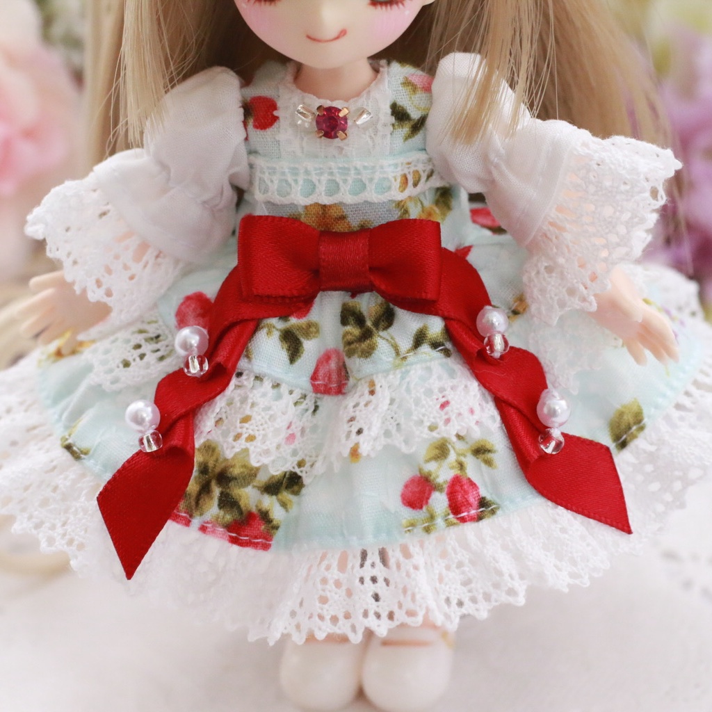 苺柄ワンピース②赤 オビツ11 服