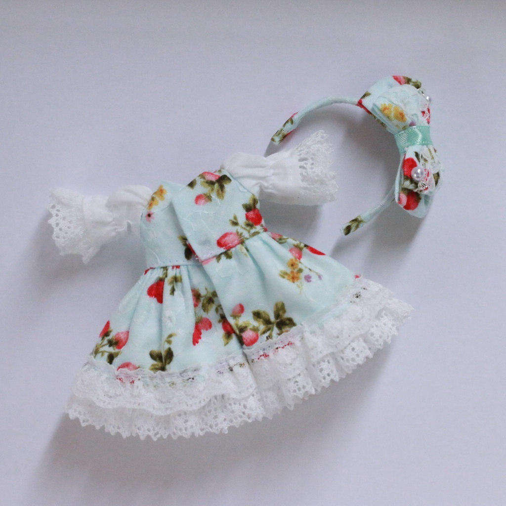 苺柄ワンピース④ミント オビツ11 服