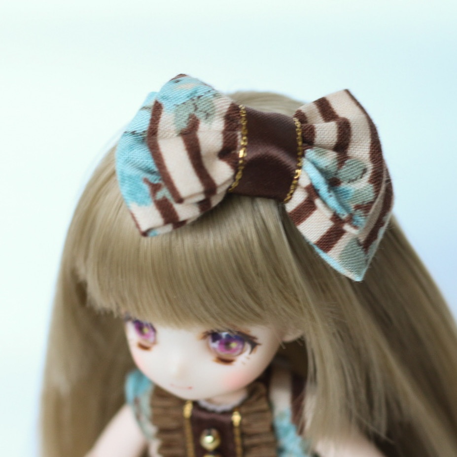 オビツ11 ケープ付きワンピース ショコラストライプ