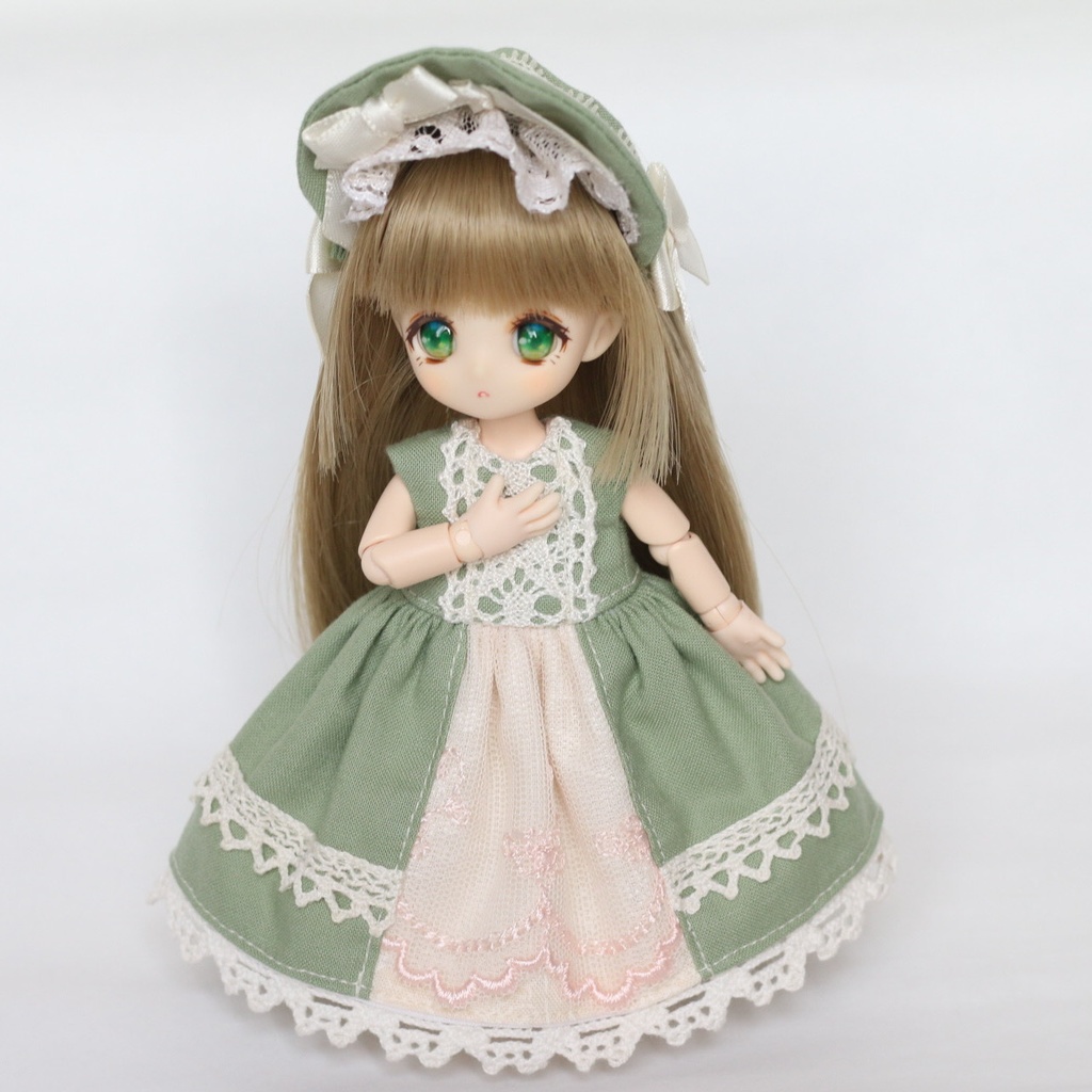 オビツ11 ケープ付きワンピース リーフグリーン