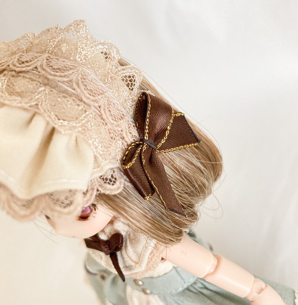 【オビツ11 ピコP】クラシカルワンピース(グリーン×ブラウン)