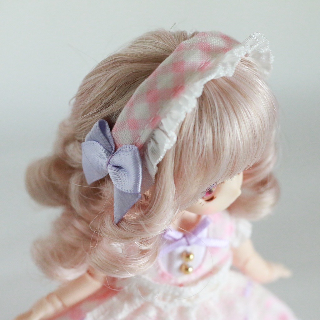 【オビツ11 ・ピコP】ミニエプロン付きワンピース(ピンク×パープル)