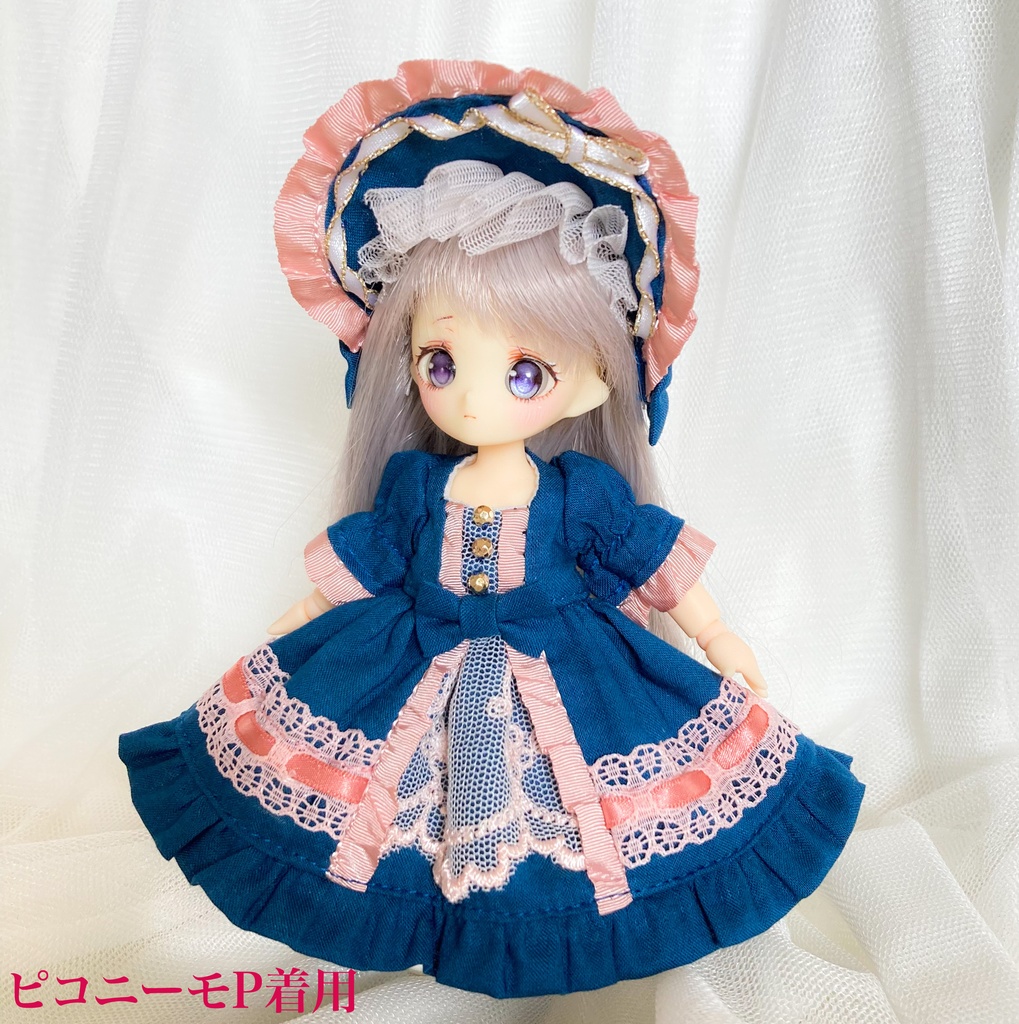 【オビツ11/ピコP】ロイヤルワンピース インディゴブルー×コーラル