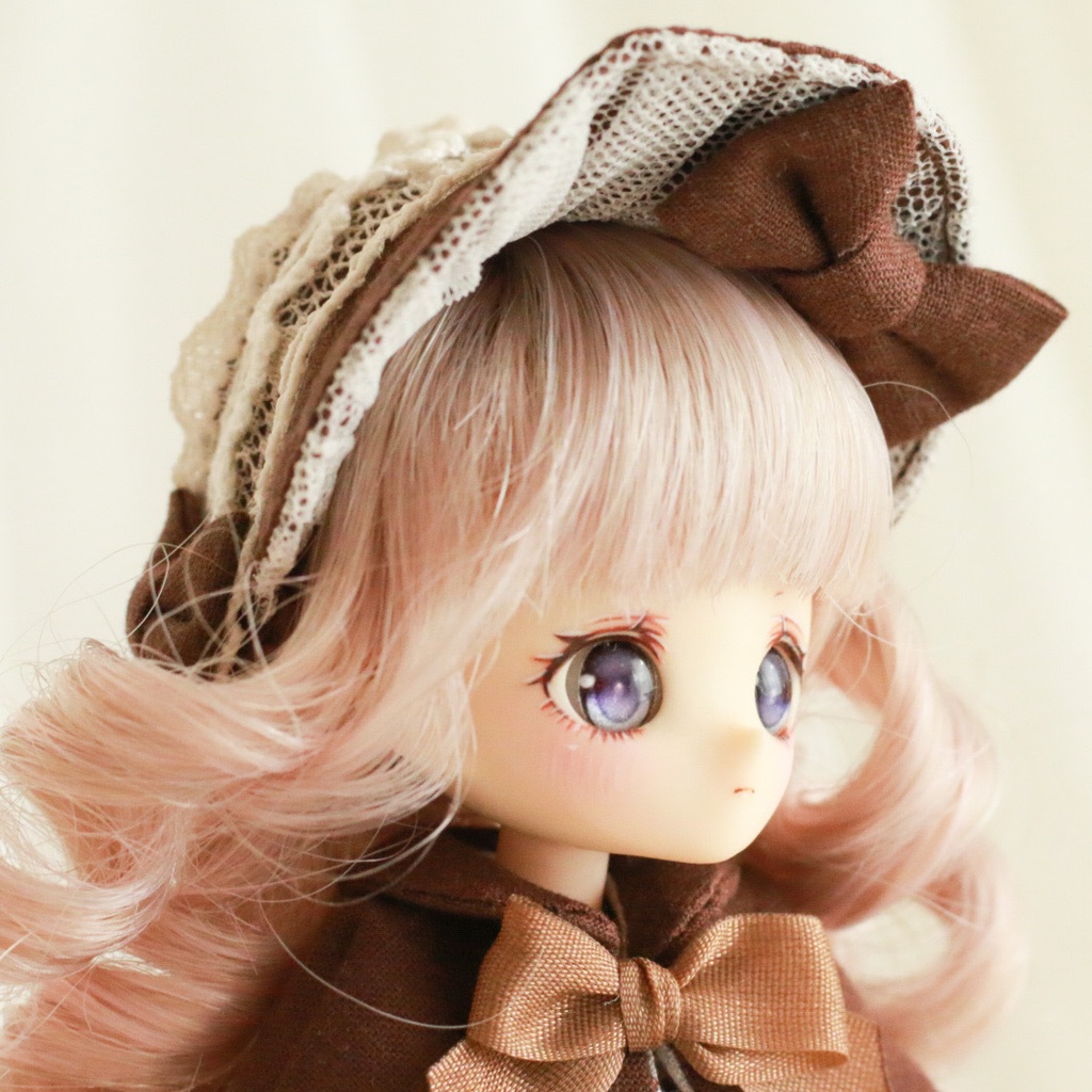 【オビツ11・ピコP】ケープ付きワンピース ブラウン