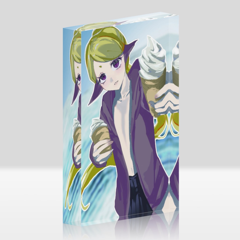 【アクリルブロック】ミカミリオン 水着イラスト アクリルブロック
