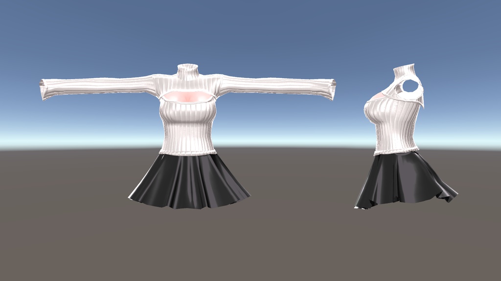 スキニング済み3D衣装「例のタートルネックセーター(胸メッシュ付)」