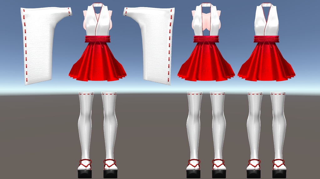 スキニング済み3D衣装「空々神社巫女服1(胸メッシュ付)」