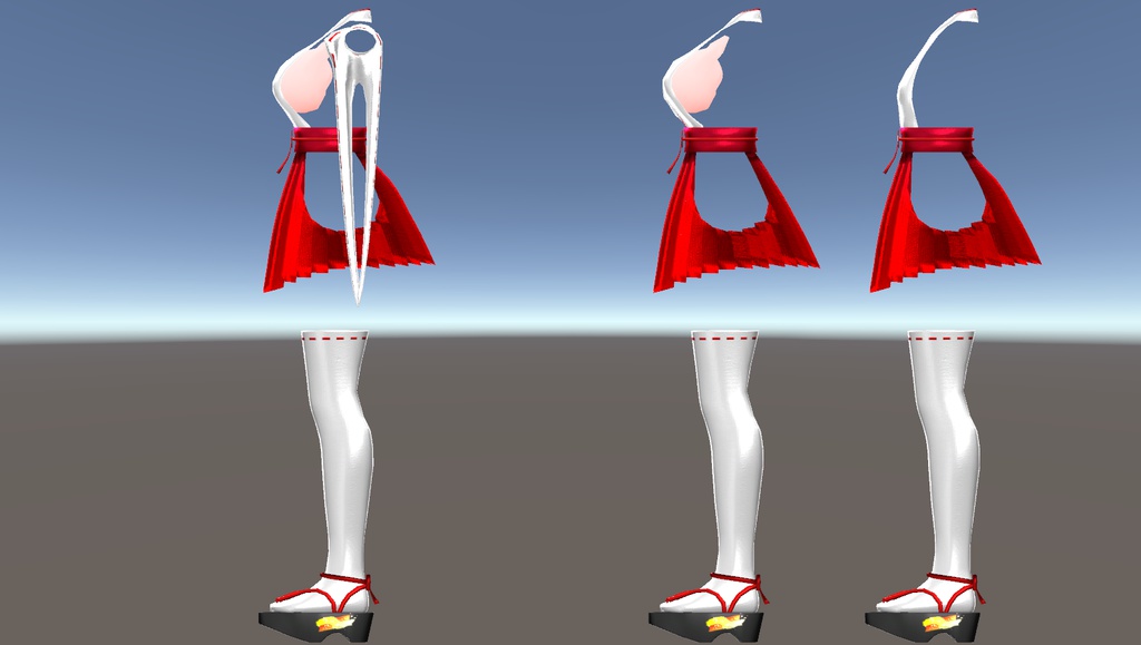 スキニング済み3D衣装「空々神社巫女服1(胸メッシュ付)」