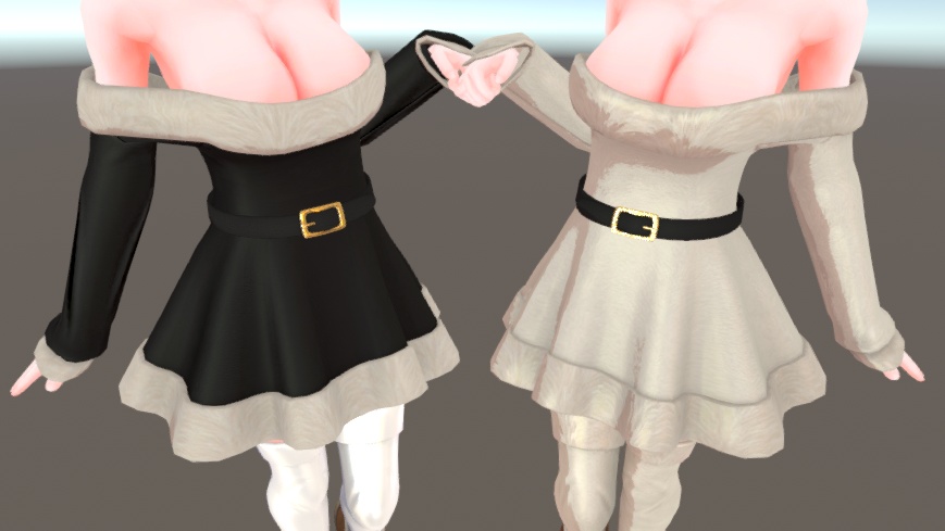 3D衣装「オフショルダーワンピース」3アバター対応【舞夜/ここあ/キッシュ用素体/たわわ/猫山苗対応】