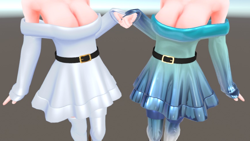 3D衣装「オフショルダーワンピース」3アバター対応【舞夜/ここあ/キッシュ用素体/たわわ/猫山苗対応】