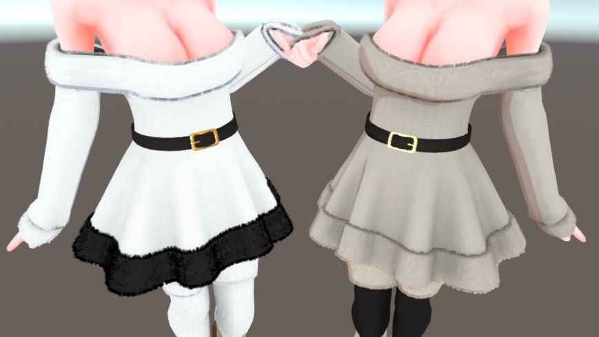 3D衣装「オフショルダーワンピース」3アバター対応【舞夜/ここあ/キッシュ用素体/たわわ/猫山苗対応】