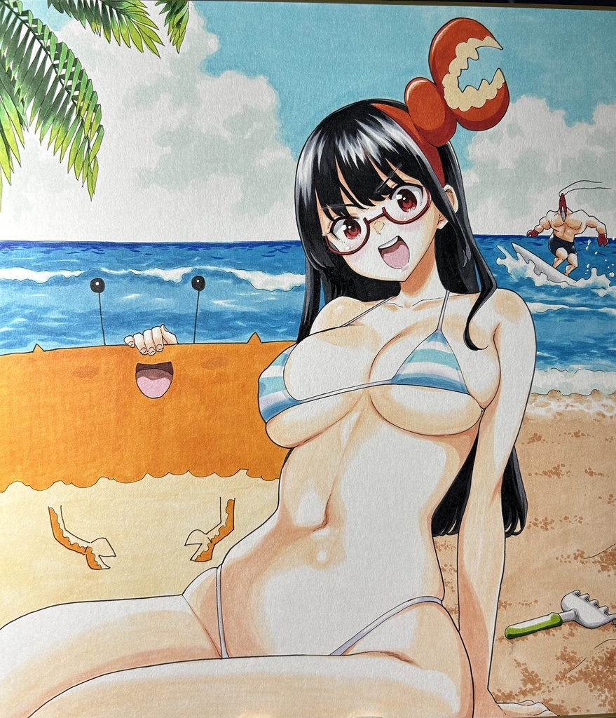 シュリンプキングダム　フルイラスト色紙🦞