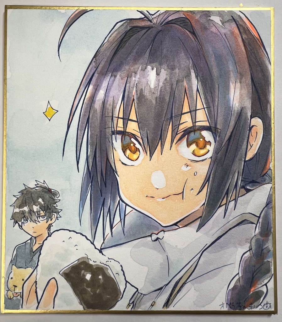 直筆イラスト_小色紙 fgo ヤマトタケル&伊織