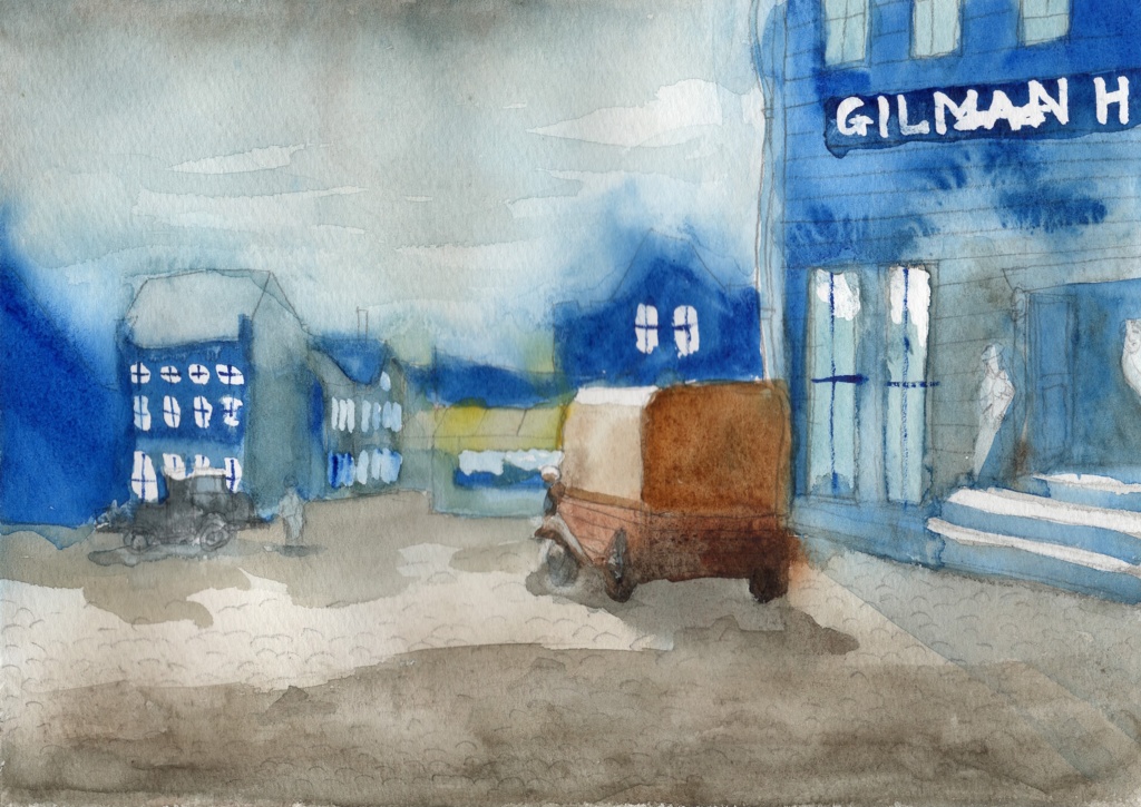 【水彩イラスト素材集】退廃した街 インスマスの風景