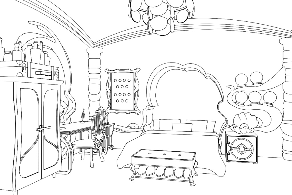 【twst】アズールの部屋【クリスタ用3D素材】