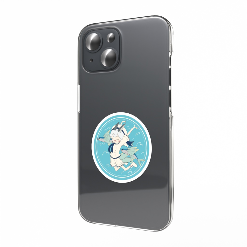 毛玉とトビウオ スマホステッカー