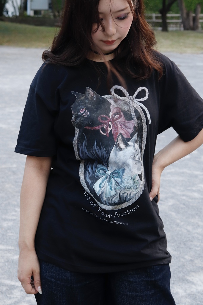 【怪談師×芸術家コラボ企画 競怖の美術展コラボグッズ】あやかし猫Tシャツ