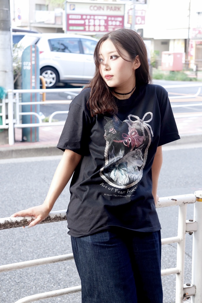 【怪談師×芸術家コラボ企画 競怖の美術展コラボグッズ】あやかし猫Tシャツ【即日発送】
