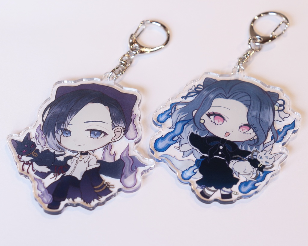 【怪談師×芸術家コラボ企画 競怖の美術展】アクリルキーホルダー(黒猫ver.)