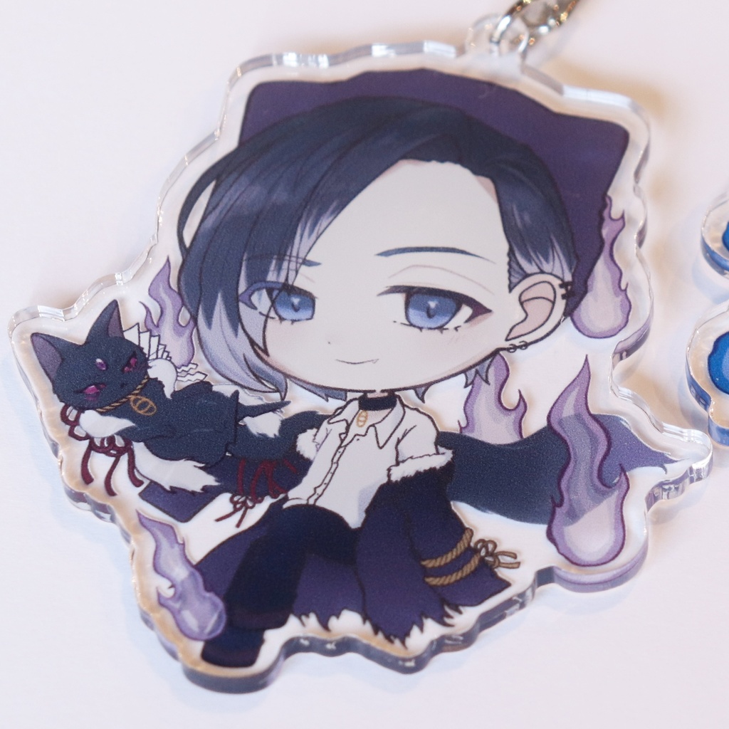 【怪談師×芸術家コラボ企画 競怖の美術展】アクリルキーホルダー(黒猫ver.)