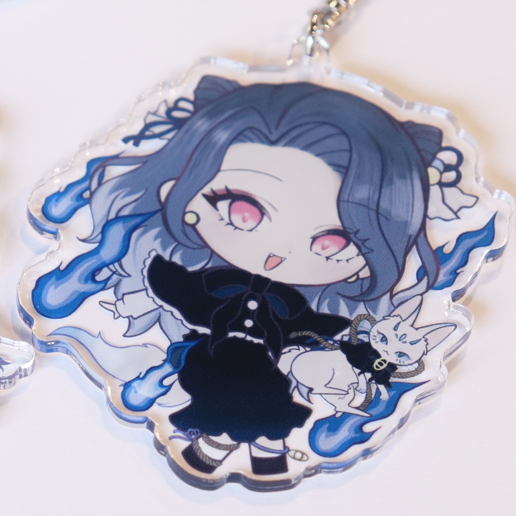 【怪談師×芸術家コラボ企画 競怖の美術展】アクリルキーホルダー(白猫ver.)