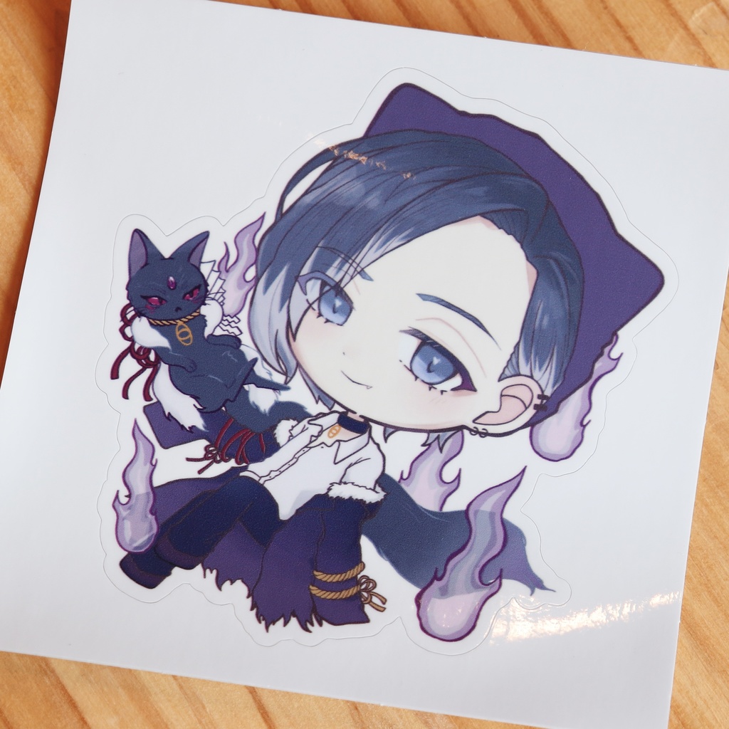 【怪談師×芸術家コラボ企画 競怖の美術展】ステッカー(10cm×10cm/黒猫ver.)
