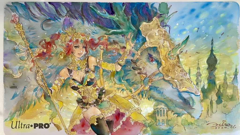 【プレイマットアート】蒼き竜と亡国の姫