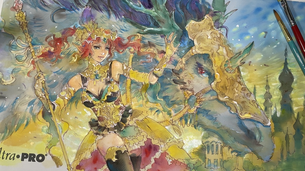 【プレイマットアート】蒼き竜と亡国の姫