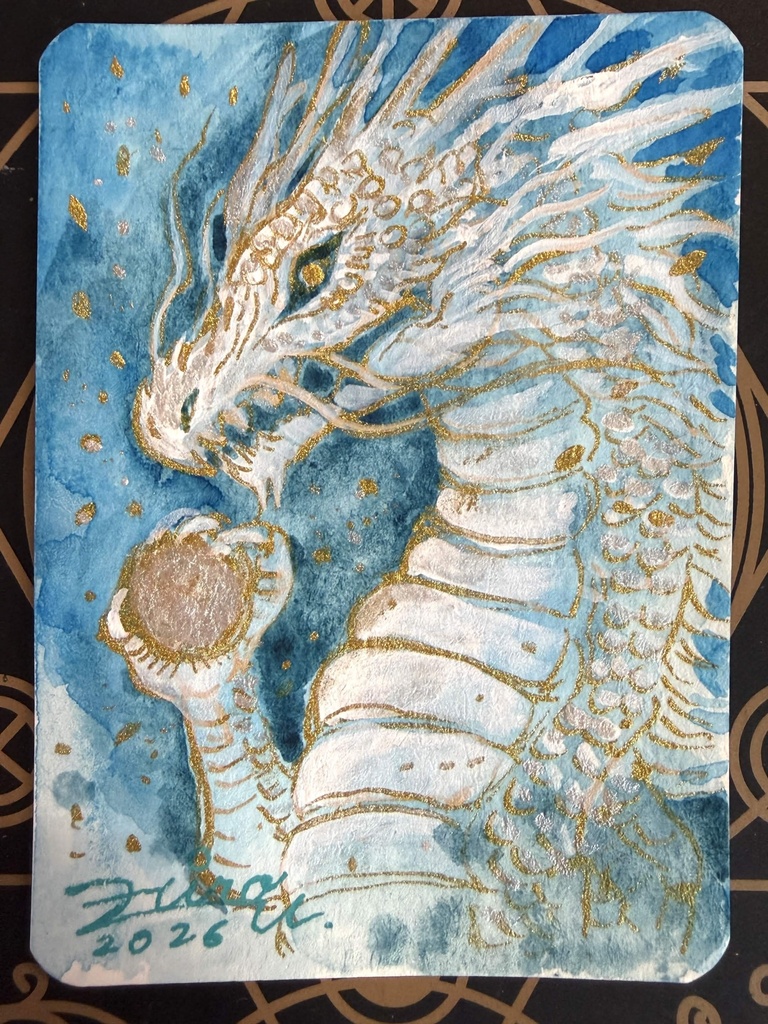 【ブランクカードスケッチ】星雲龍図🐉🌟オリジナル原画