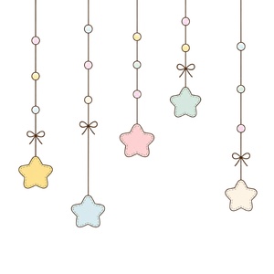 【無料配布】デジタルプランナー用ガーランドステッカー5種【透過PNG】