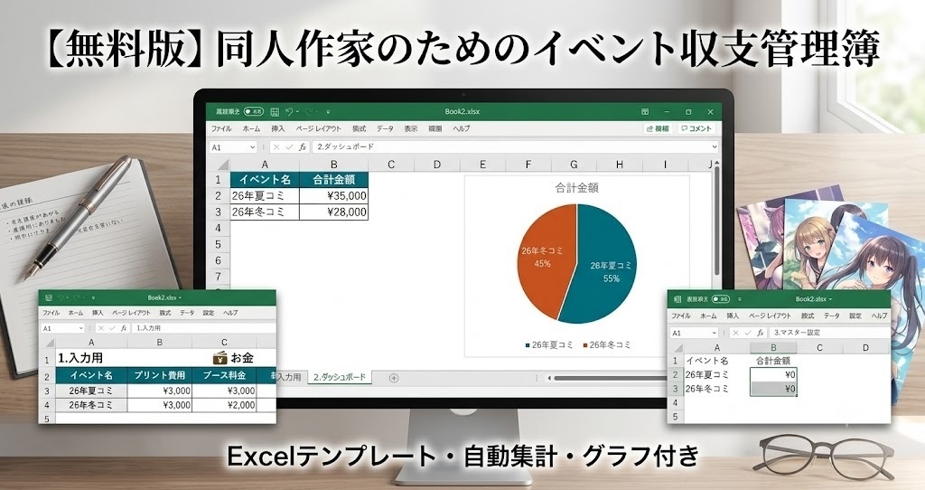 【無料版】同人作家のためのイベント別・全自動収支管理簿(Excelテンプレート)