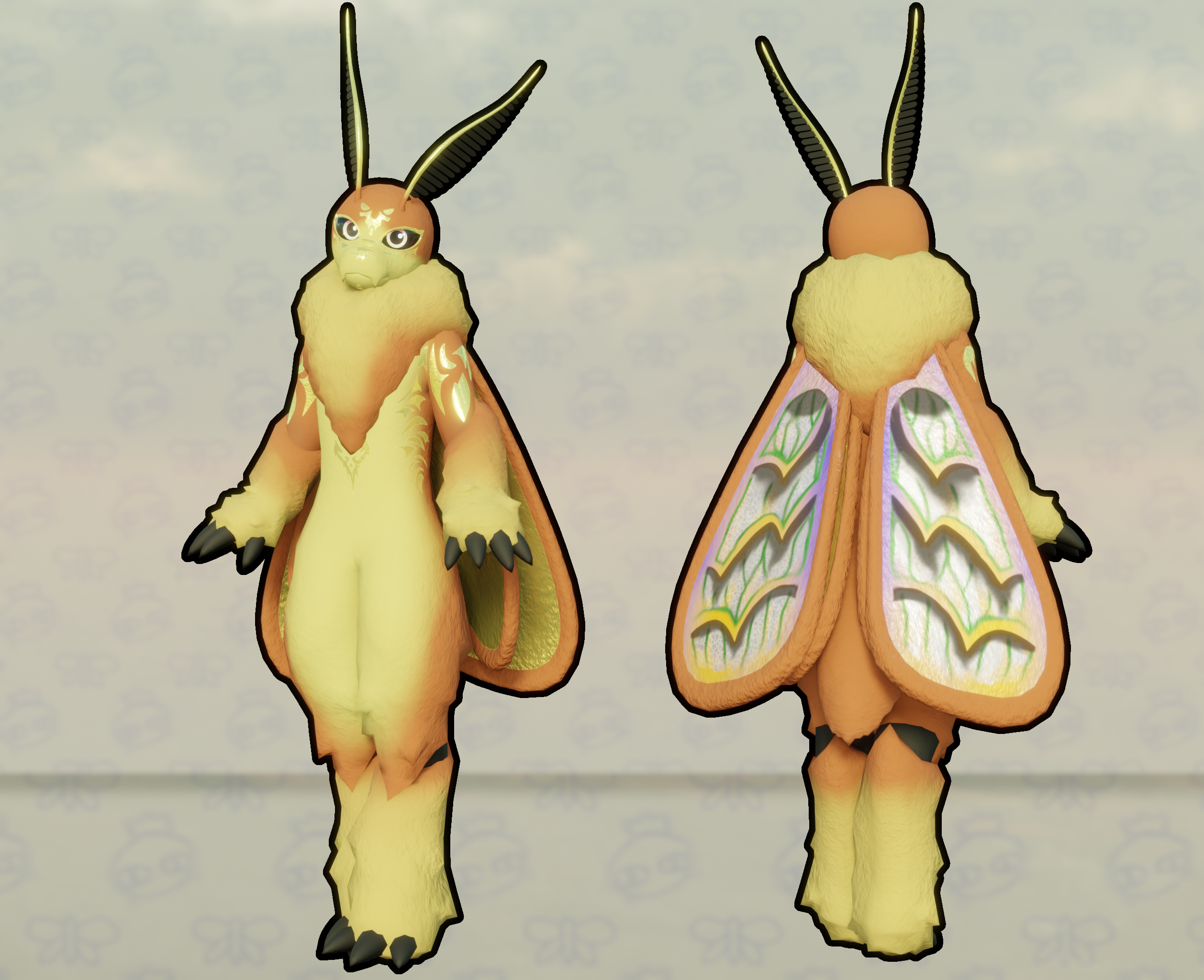 Fluffy Moth avatar for VRChat [Quest/PC] [Substance painter files ...