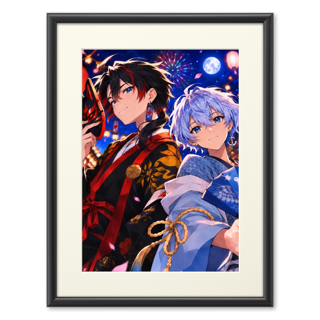 【コラボ】あっつん&小湊るい 限定複製画(プリモアート) - A4 - 額縁・ブラック